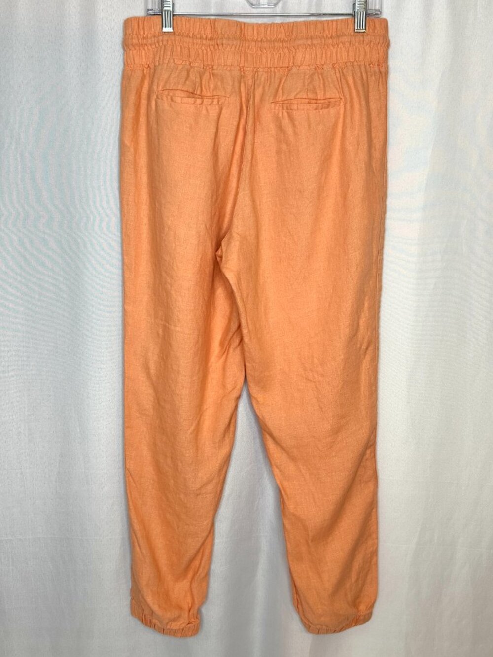 Athleta Cabo 100% Linen Orange Joggers, Size 10 Athleisure Boho Resort - Picture 2 of 7